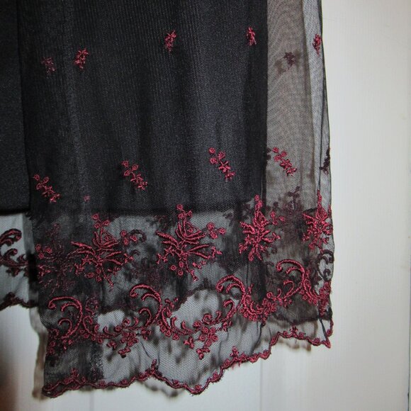 Morbid Threads Long Skirt Vintage Embroidered Black & Red Roses Flowers Goth - Picture 13 of 16